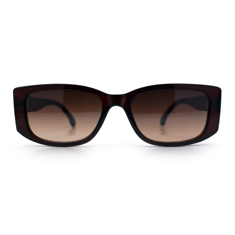Womens Narrow Rectangle Mod Luxury Fashion Plastic Sunglasses
