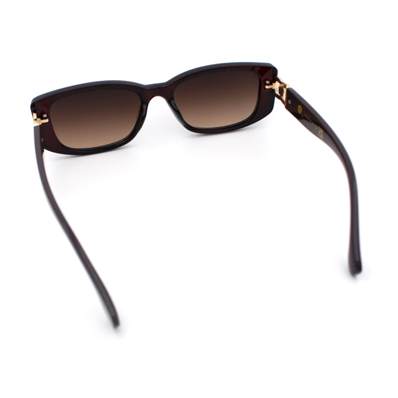 Womens Narrow Rectangle Mod Luxury Fashion Plastic Sunglasses