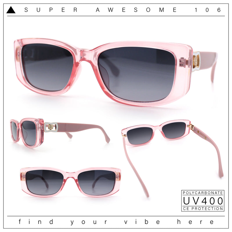 Womens Narrow Rectangle Mod Luxury Fashion Plastic Sunglasses