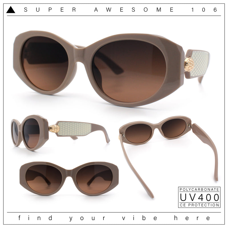 Womens Oversized Oval Mod Luxury Fashion Plastic Sunglasses