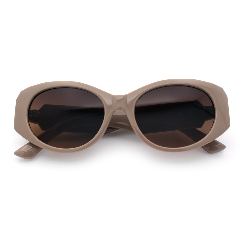 Womens Oversized Oval Mod Luxury Fashion Plastic Sunglasses