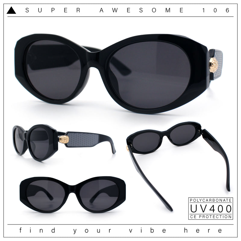 Womens Oversized Oval Mod Luxury Fashion Plastic Sunglasses