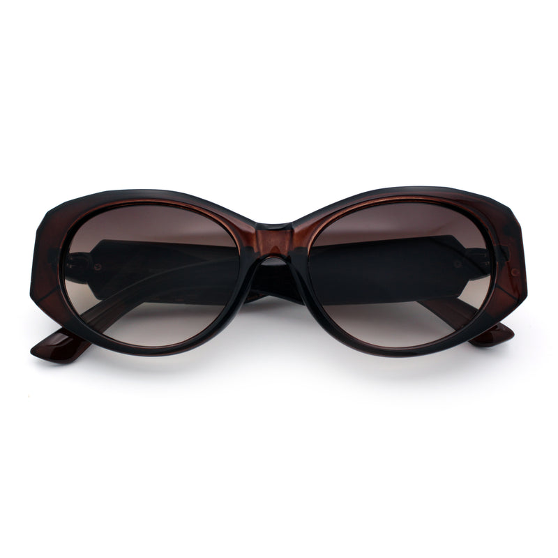 Womens Oversized Oval Mod Luxury Fashion Plastic Sunglasses