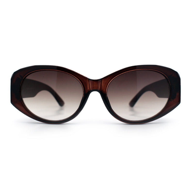 Womens Oversized Oval Mod Luxury Fashion Plastic Sunglasses