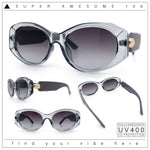 Womens Oversized Oval Mod Luxury Fashion Plastic Sunglasses