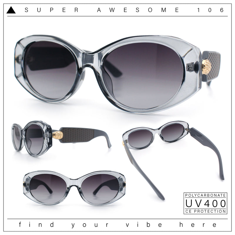 Womens Oversized Oval Mod Luxury Fashion Plastic Sunglasses
