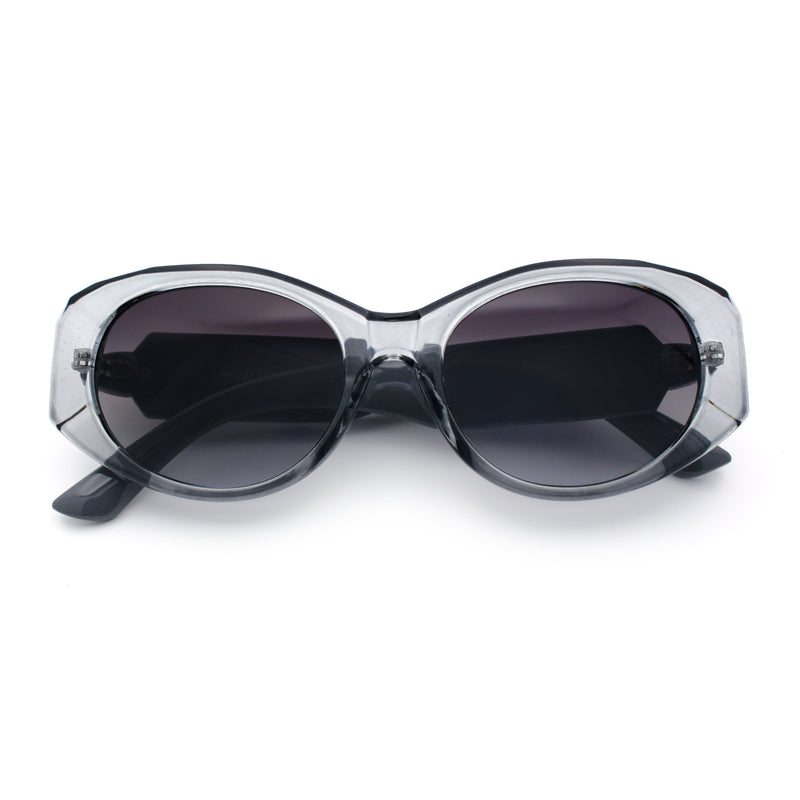 Womens Oversized Oval Mod Luxury Fashion Plastic Sunglasses