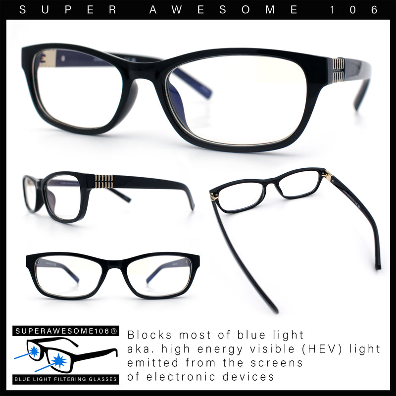 Classy Narrow Rectangle Blue Light Filter Clear Lens Computer Glasses
