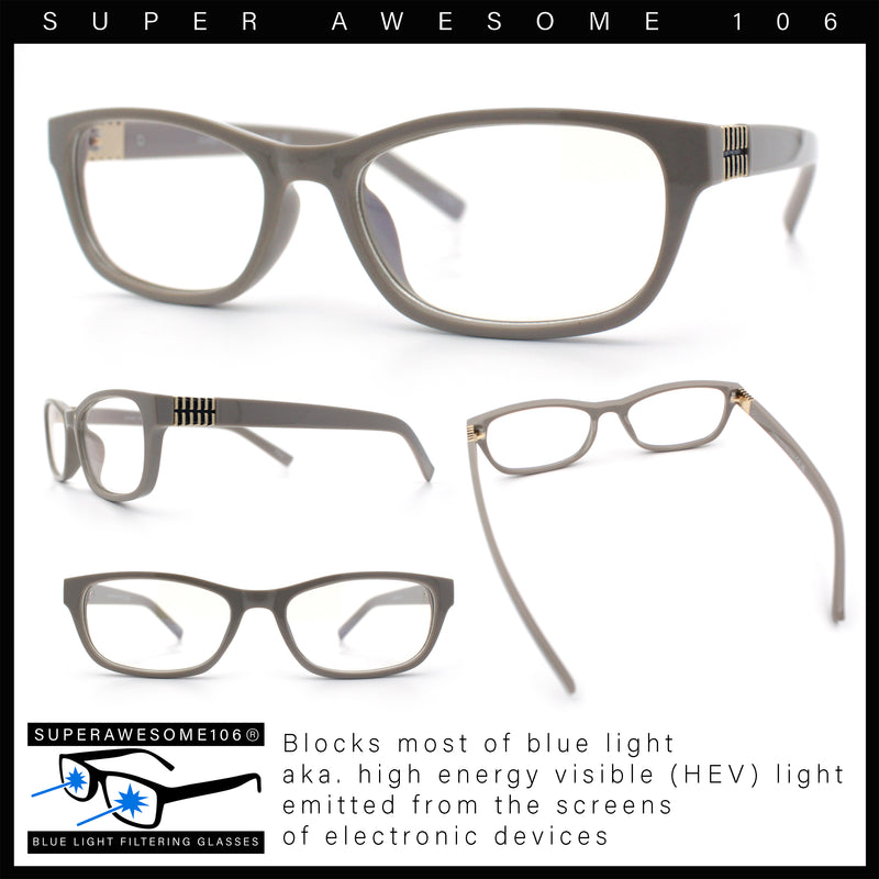 Classy Narrow Rectangle Blue Light Filter Clear Lens Computer Glasses