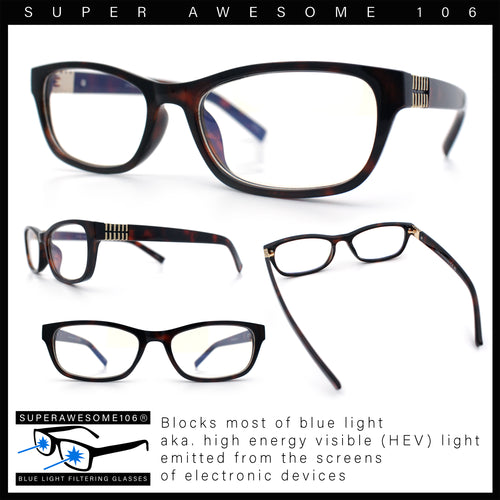 Classy Narrow Rectangle Blue Light Filter Clear Lens Computer Glasses