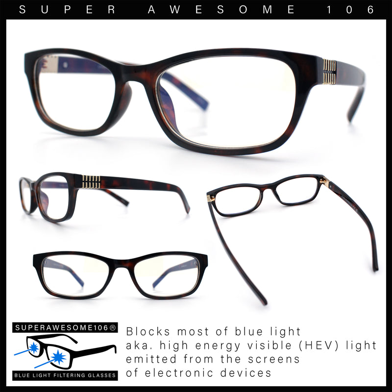 Classy Narrow Rectangle Blue Light Filter Clear Lens Computer Glasses