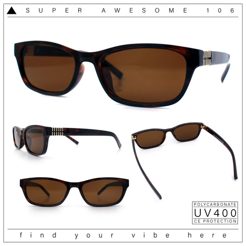 Womens Classy Narrow Rectangle Horn Rim Plastic Fashion Sunglasses