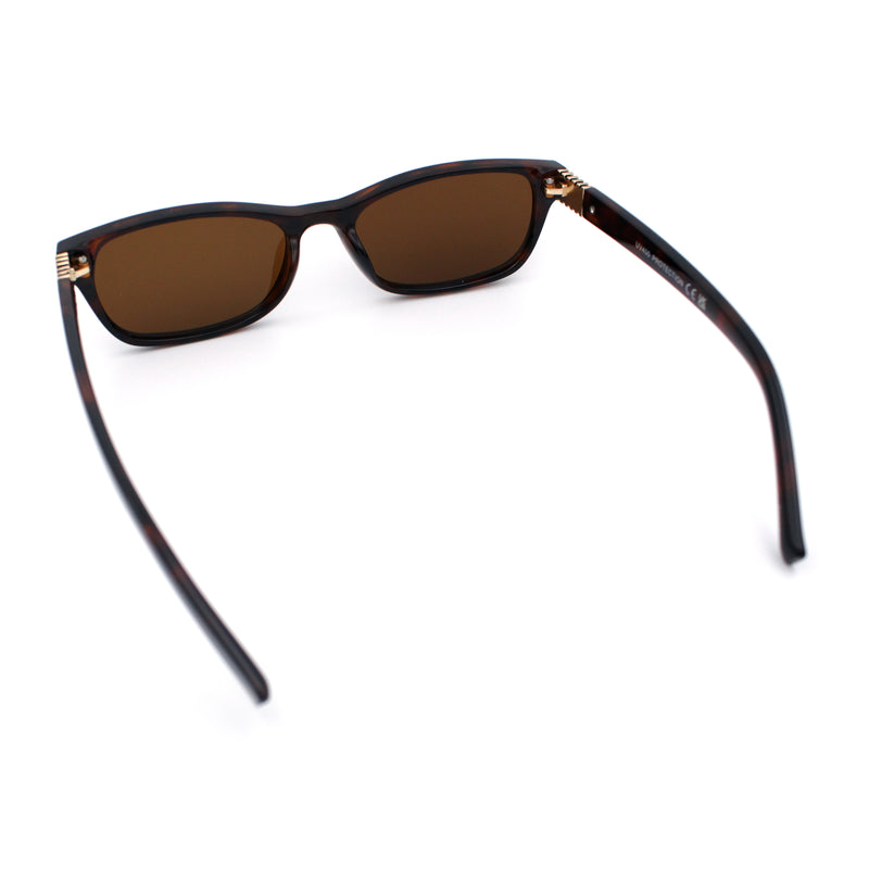 Womens Classy Narrow Rectangle Horn Rim Plastic Fashion Sunglasses