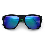 Mens Kush Teal Mirror Lens Sport Green Horn Rim Plastic Sunglasses