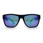 Mens Kush Teal Mirror Lens Sport Green Horn Rim Plastic Sunglasses