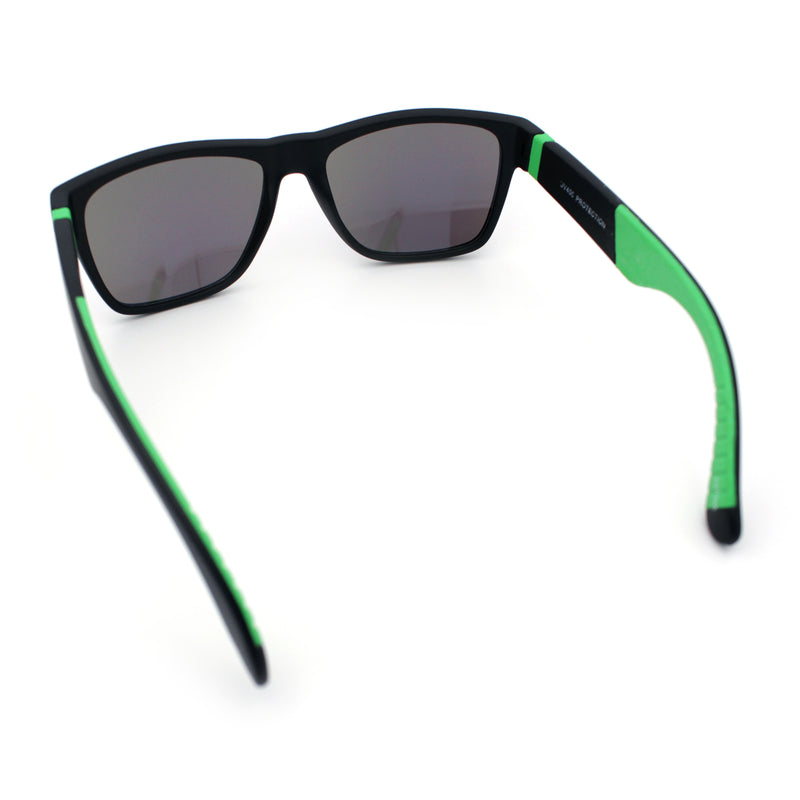 Mens Kush Teal Mirror Lens Sport Green Horn Rim Plastic Sunglasses