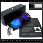 Mens Kush Teal Mirror Lens Sport Green Horn Rim Plastic Sunglasses