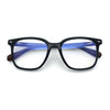 Spring Hinge Woodbuff Arm Studious Horn Rim Plastic Blue Light Filter Eyeglasses
