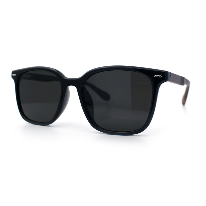 Spring Hinge Woodbuff Arm Studious Horn Rim Plastic Sunglasses