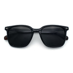Spring Hinge Woodbuff Arm Studious Horn Rim Plastic Sunglasses