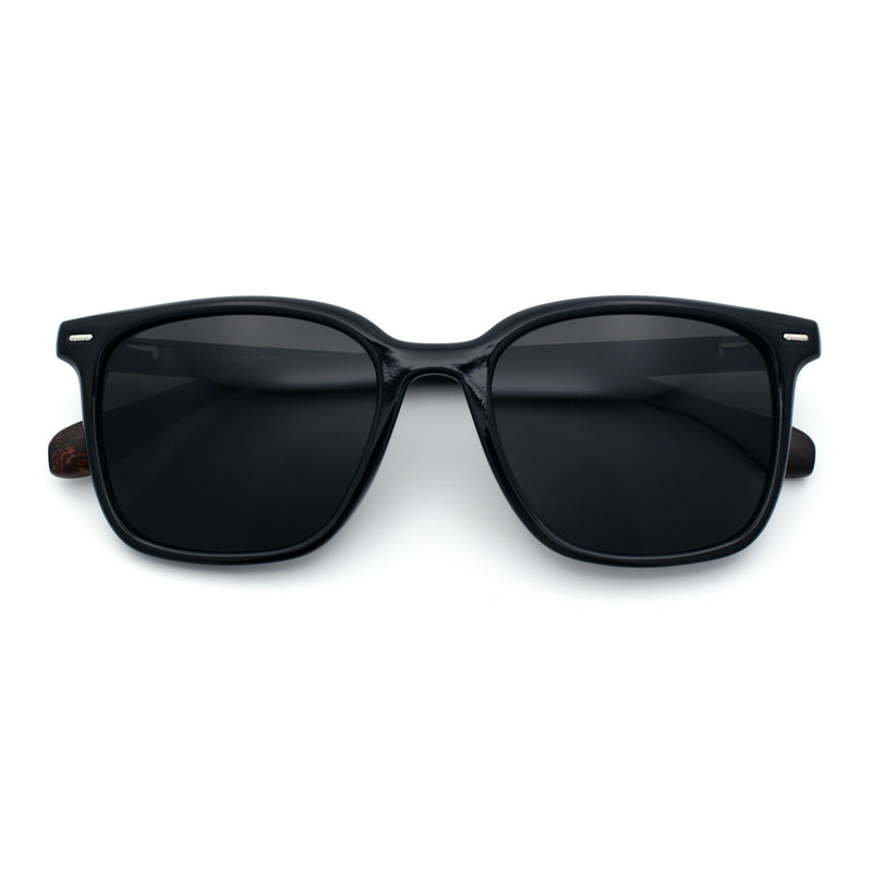 Spring Hinge Woodbuff Arm Studious Horn Rim Plastic Sunglasses