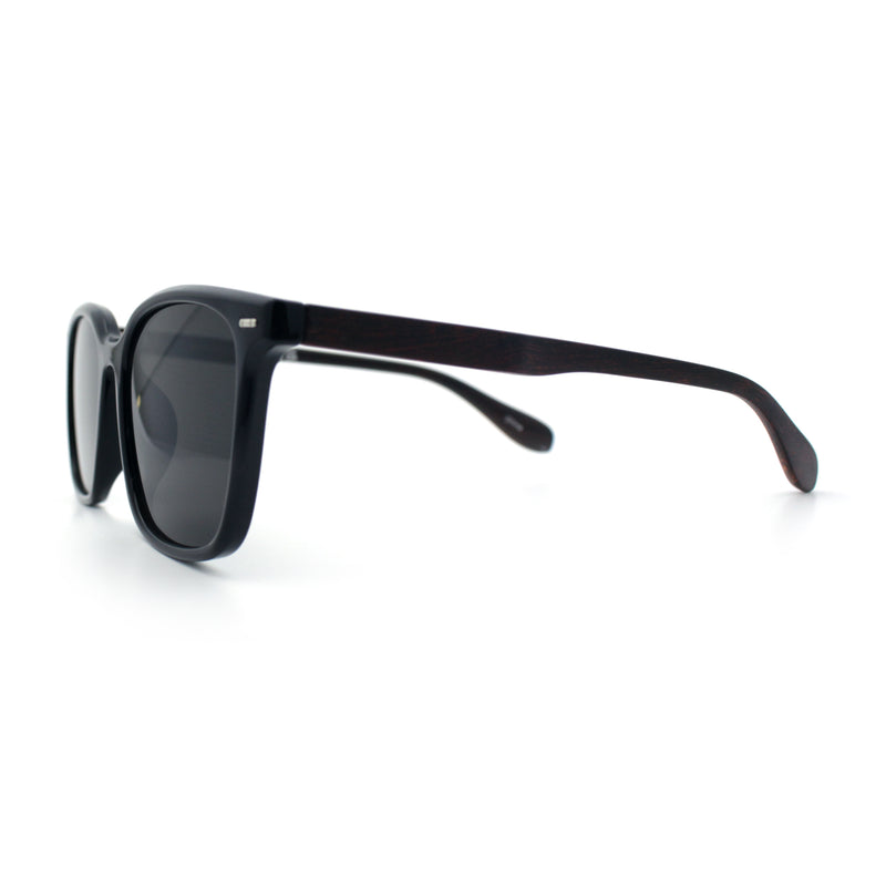 Spring Hinge Woodbuff Arm Studious Horn Rim Plastic Sunglasses