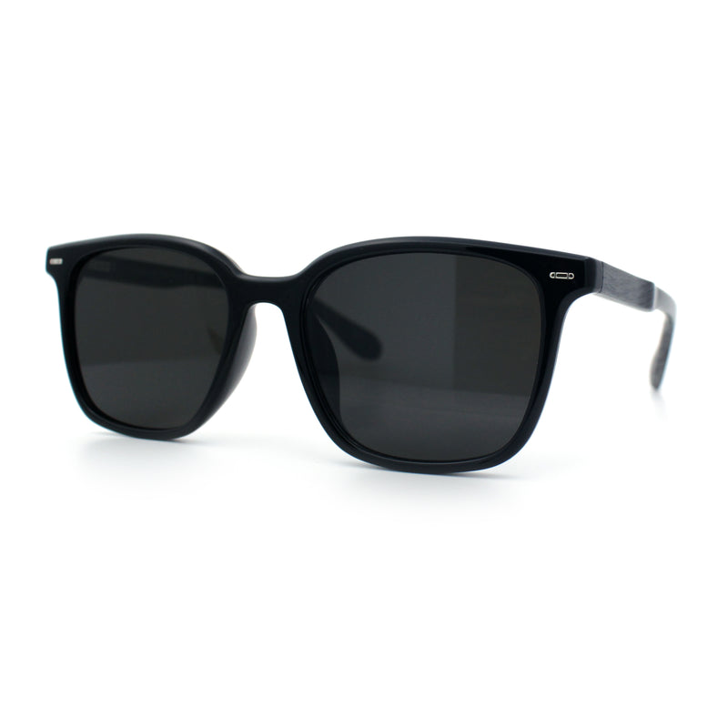 Spring Hinge Woodbuff Arm Studious Horn Rim Plastic Sunglasses