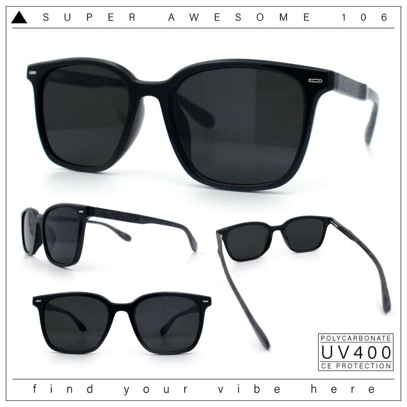 Spring Hinge Woodbuff Arm Studious Horn Rim Plastic Sunglasses