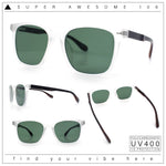 Spring Hinge Woodbuff Arm Studious Horn Rim Plastic Sunglasses