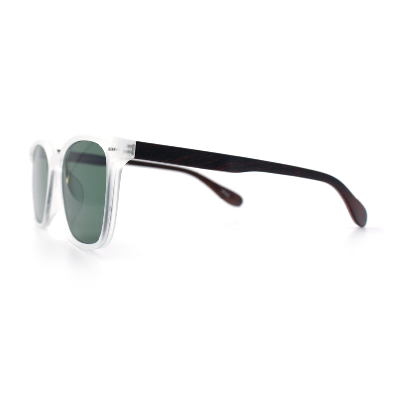 Spring Hinge Woodbuff Arm Studious Horn Rim Plastic Sunglasses