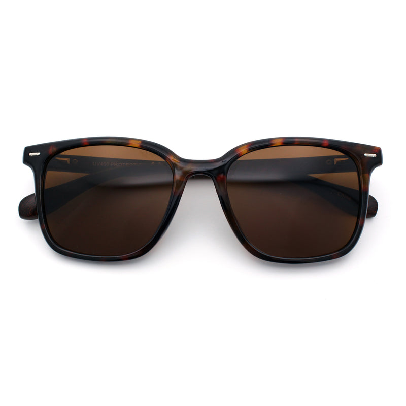 Spring Hinge Woodbuff Arm Studious Horn Rim Plastic Sunglasses