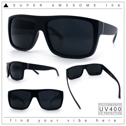 Classic Manly Rectangular Sporty Wrap Biker Style Plastic Sunglasses