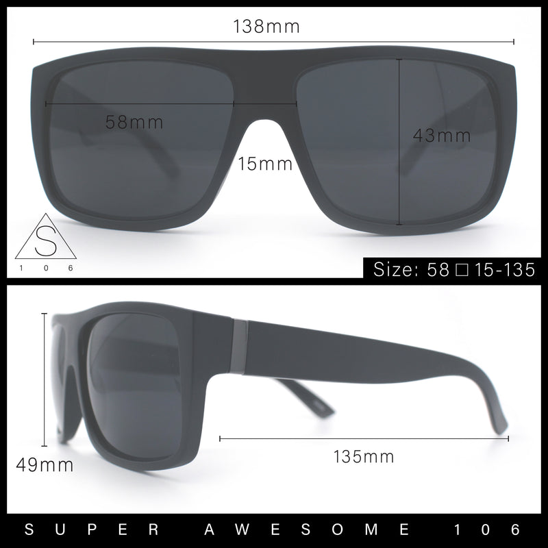Classic Manly Rectangular Sporty Wrap Biker Style Plastic Sunglasses