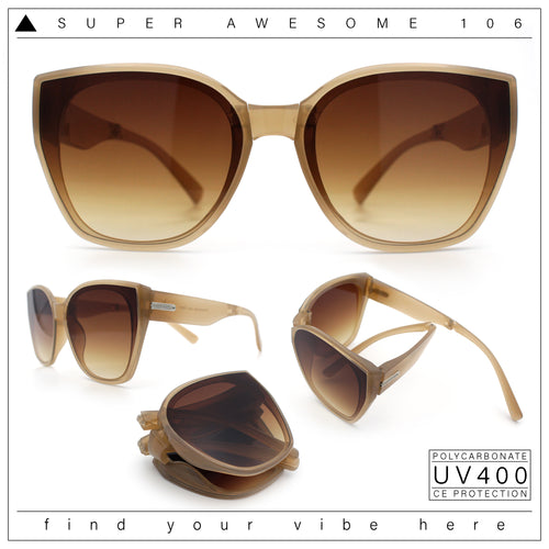 Womens Collapsible Folding Oversized Cat Eye Plastic Sunglasses