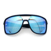 Mens Wrap Arm Oversized Sport Rectangle Mirror Lens Plastic Sunglasses
