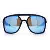 Mens Wrap Arm Oversized Sport Rectangle Mirror Lens Plastic Sunglasses