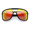 Mens Wrap Arm Oversized Sport Rectangle Mirror Lens Plastic Sunglasses