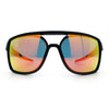 Mens Wrap Arm Oversized Sport Rectangle Mirror Lens Plastic Sunglasses