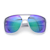 Mens Wrap Arm Oversized Sport Rectangle Mirror Lens Plastic Sunglasses