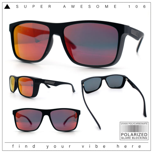 Mens Polarized Color Mirror Windbreaker Horn Rim Plastic Sunglasses