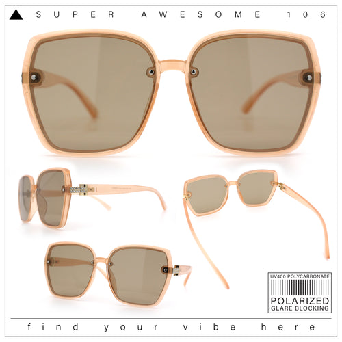 Womens Luxe Rhinestone Jewel Hinge Oversized Rimless Butterfly Sunglasses