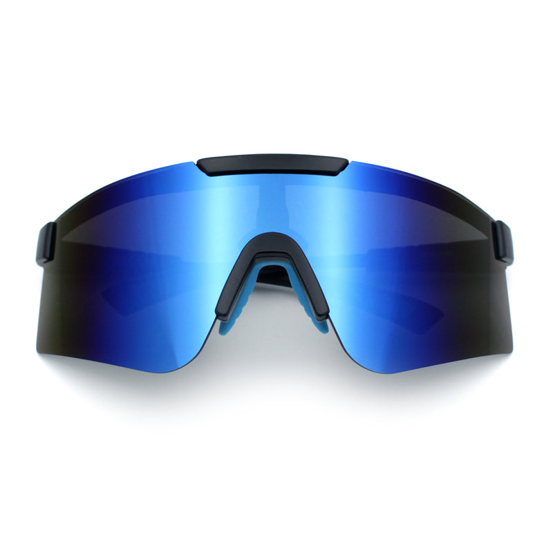 Mens 80s Vibe Color Mirror Rimless Oversized Shield Sport