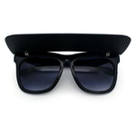 Unique Collapsible Sun Visor Horn Rim Hipster Plastic Sunglasses