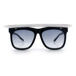 Unique Collapsible Sun Visor Horn Rim Hipster Plastic Sunglasses