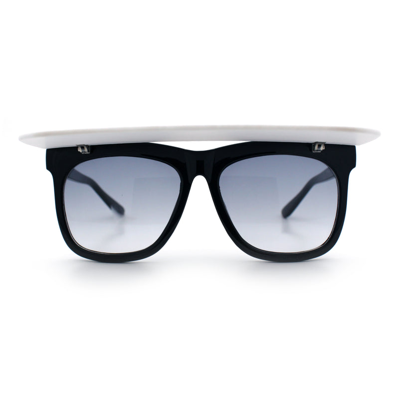 Unique Collapsible Sun Visor Horn Rim Hipster Plastic Sunglasses