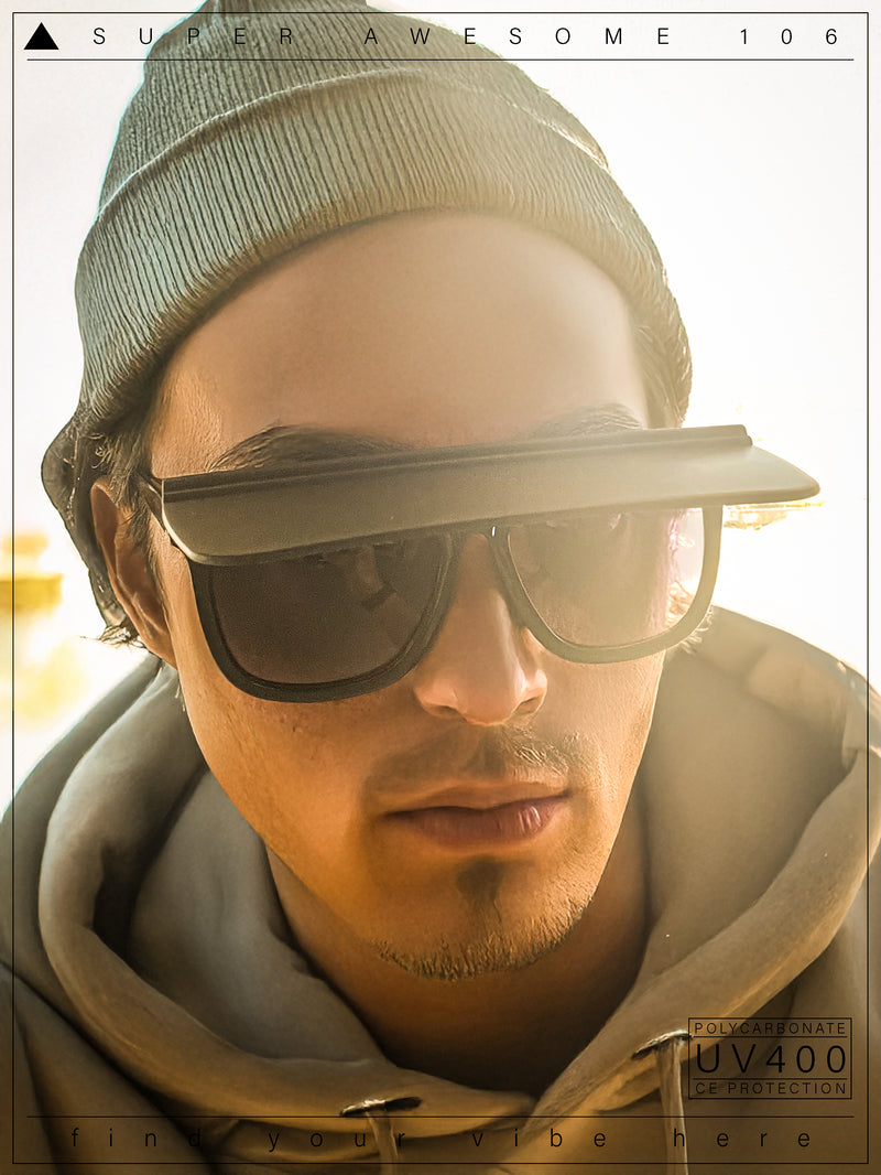 Unique Collapsible Sun Visor Horn Rim Hipster Plastic Sunglasses
