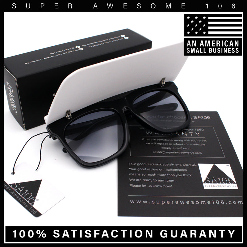 Unique Collapsible Sun Visor Horn Rim Hipster Plastic Sunglasses
