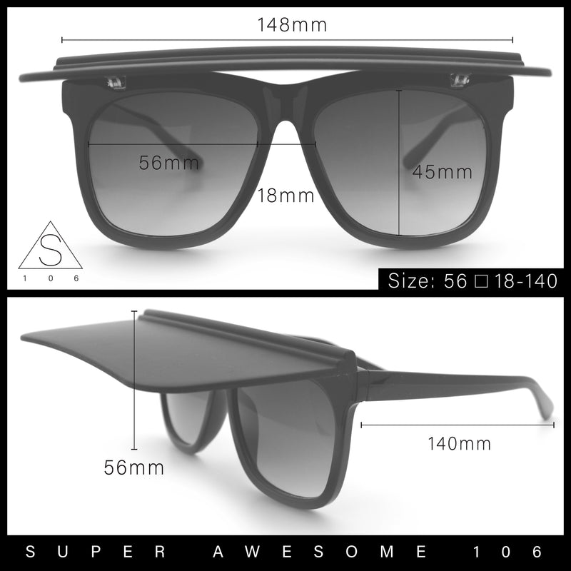 Unique Collapsible Sun Visor Horn Rim Hipster Plastic Sunglasses