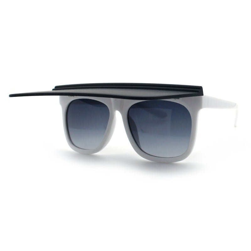 Unique Collapsible Sun Visor Horn Rim Hipster Plastic Sunglasses