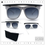 Unique Collapsible Sun Visor Horn Rim Hipster Plastic Sunglasses